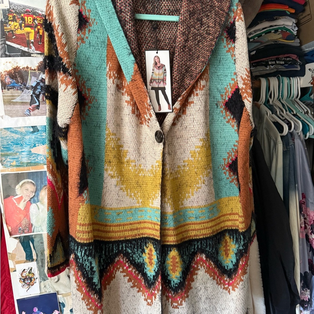 Colorful Geometric Patterned Women's Cardigan